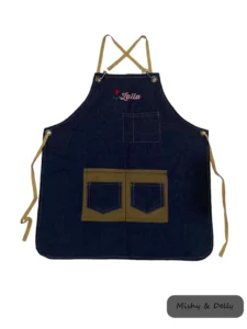Unisex Denim Jeans Apron With Front Pockets For Restaurants Coffee Shop Kitchen